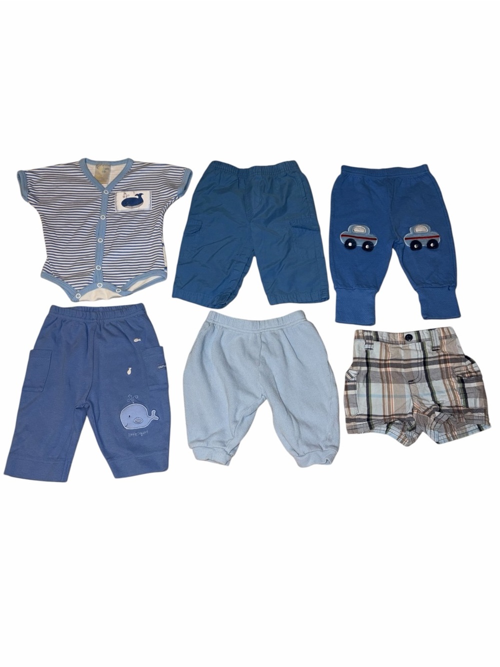 EUC Vintage 90s Baby Boy Blue Play Wear 6 pc Bundle 3-6m Cottagecore Nautical